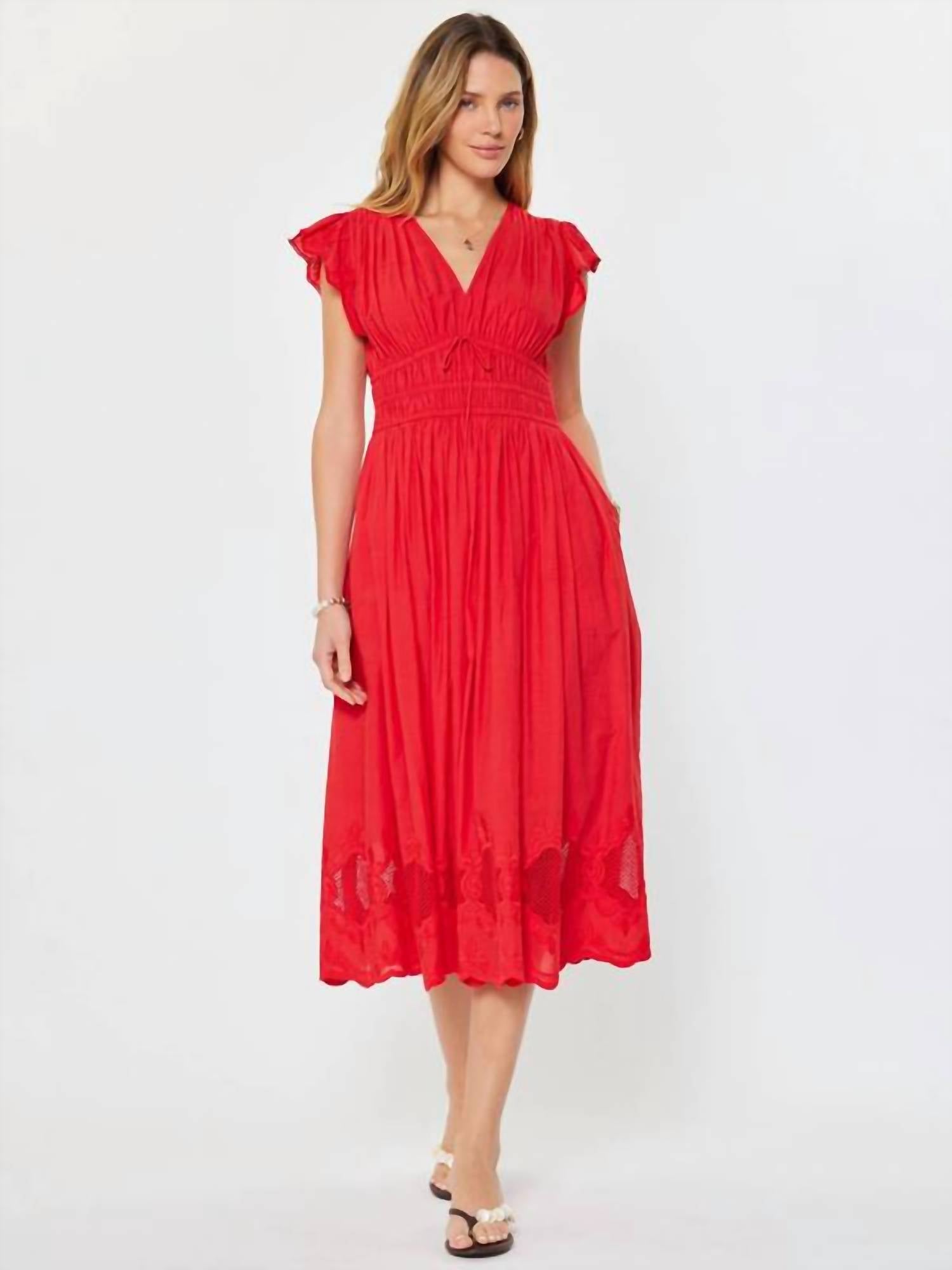 Current Air - Cherry Lane Embroidered Lace Midi Dress