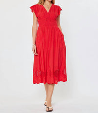 Current Air - Embroidered Lace Midi Dress