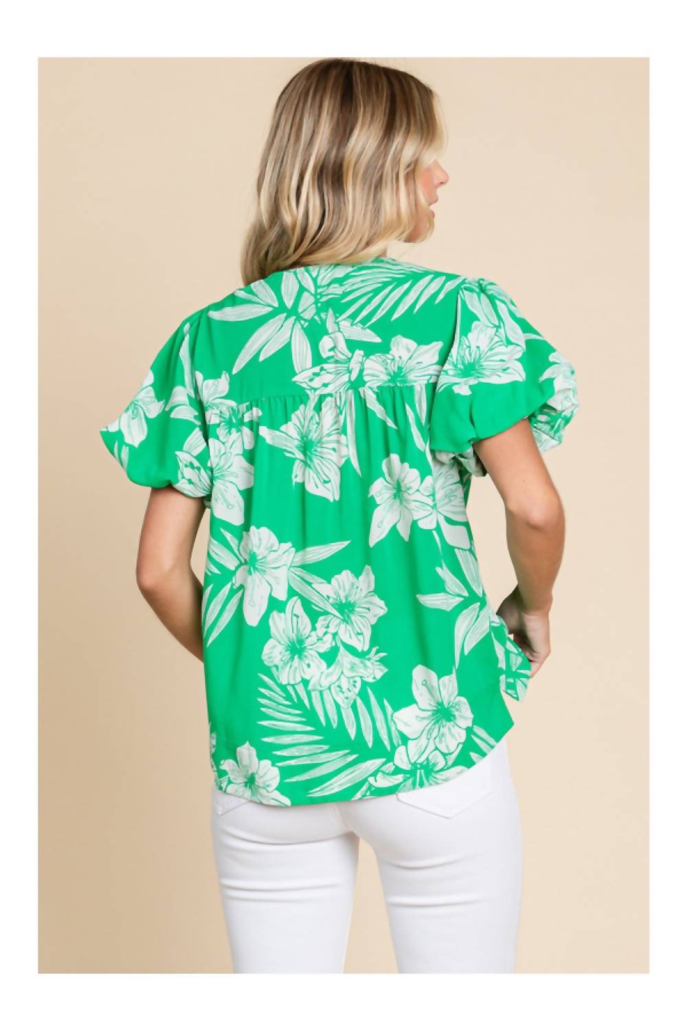 Jodifl - Island Vibes Hawaiian Floral Shirt With Puff Sleeves
