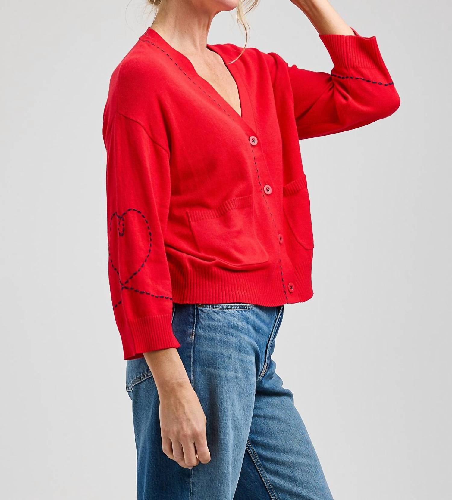 Zaket & Plover - Heart Wide Sleeve Cardigan
