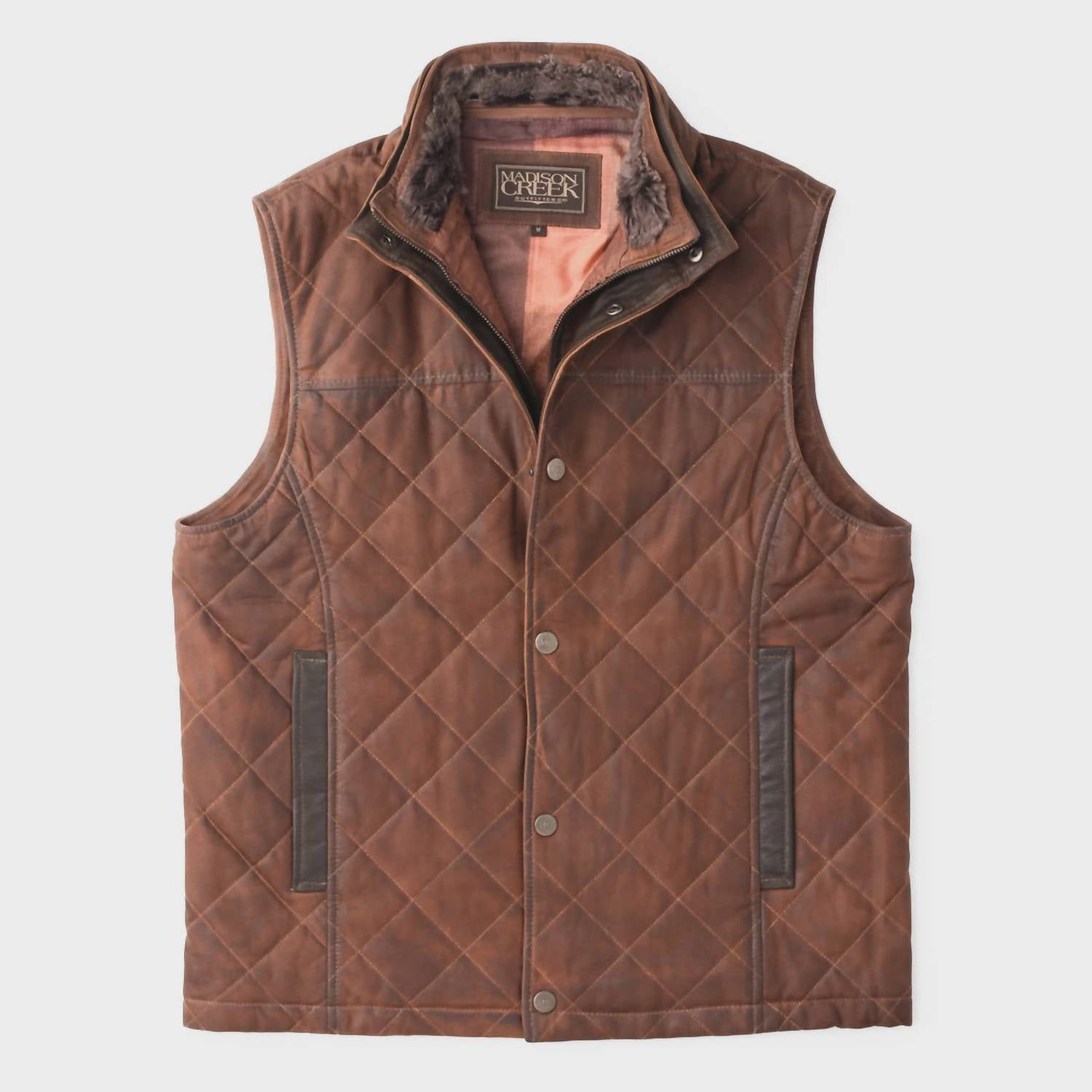 Madison Creek Outfitters Beaver Creek Leather Vest in bourbon - men's jacket - view 4