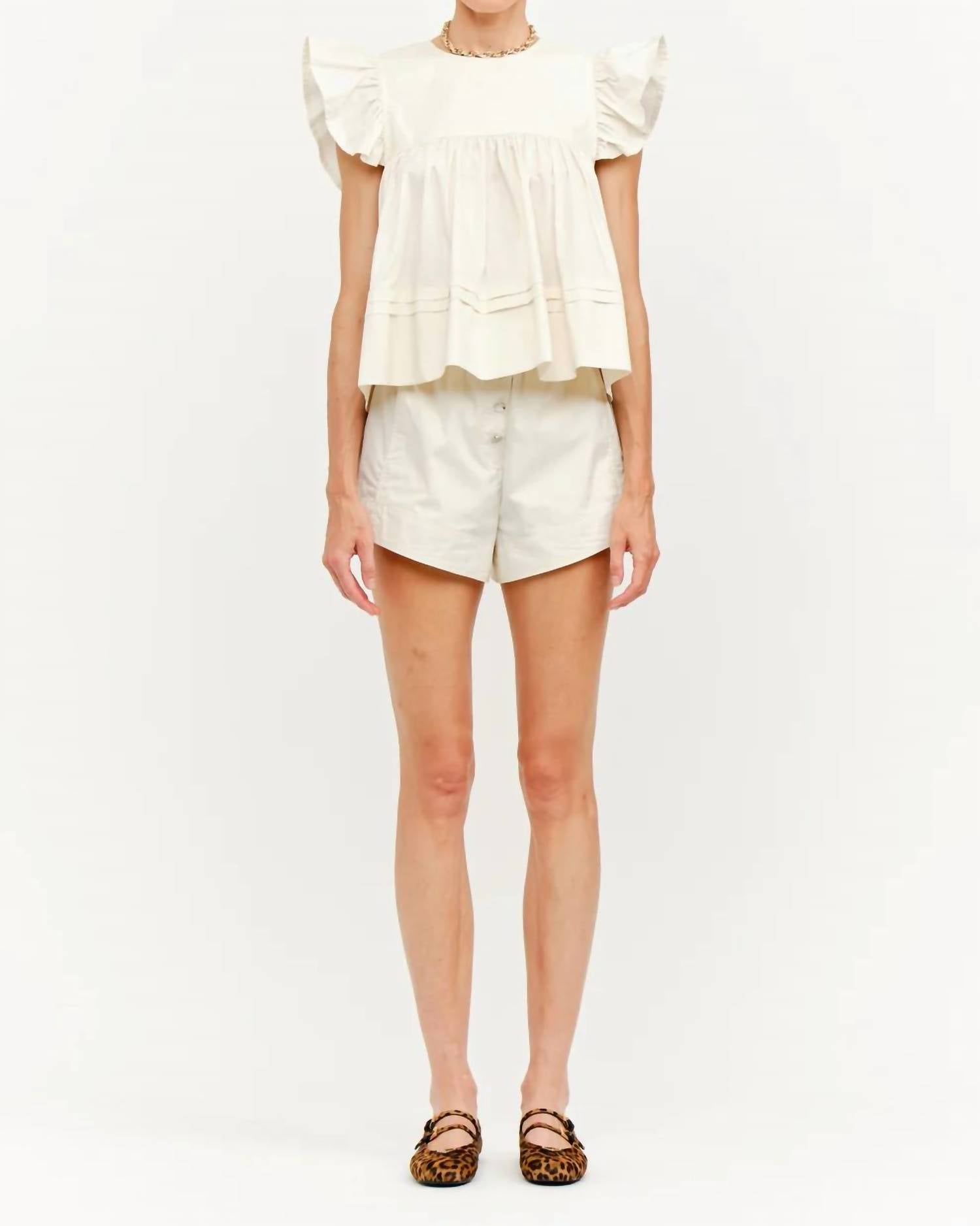 Sofie the Label Simone Poplin Shorts in cream - women's shorts
