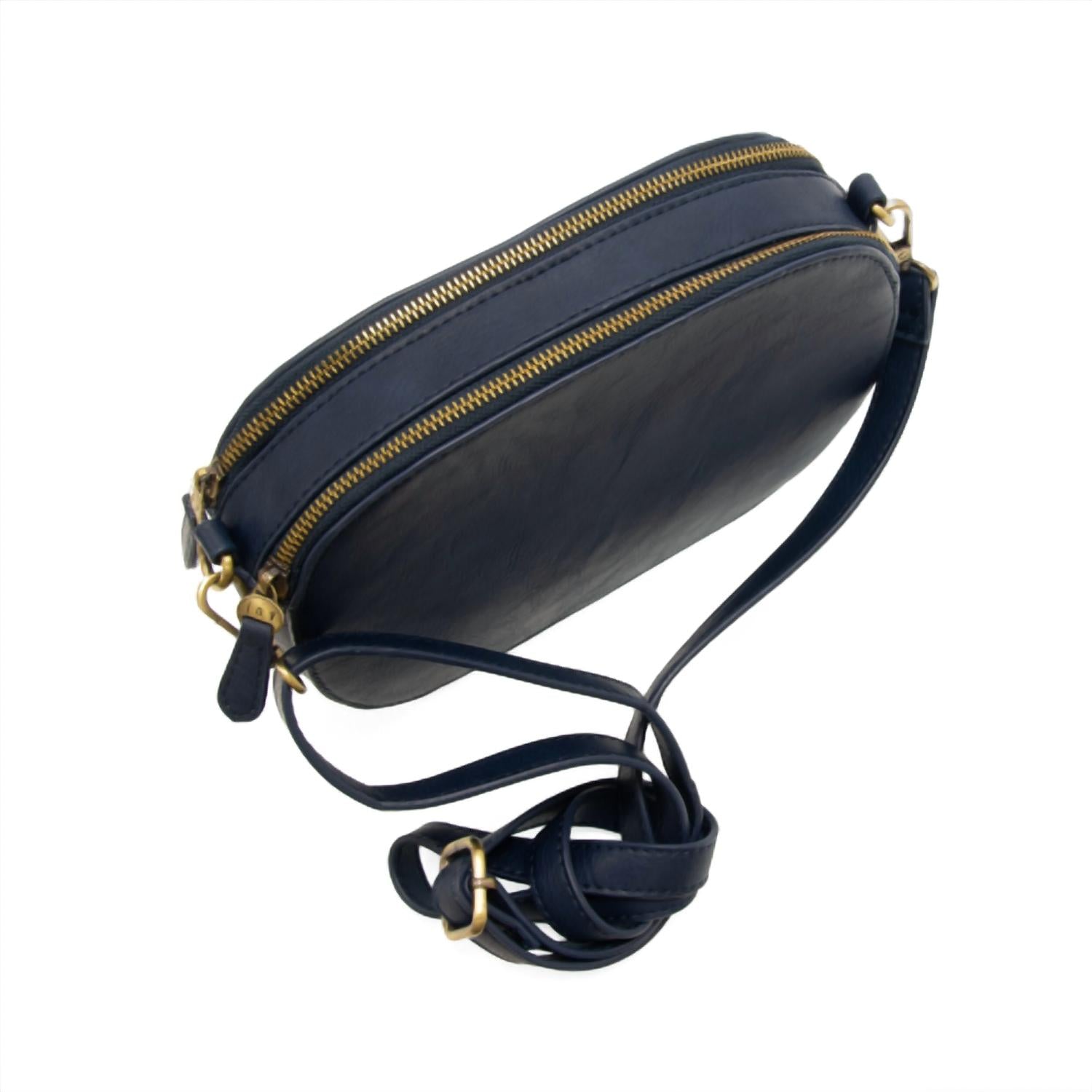 Joy Susan Women's Nora Double Zip Camera Bag in navy - women's bag - detail view