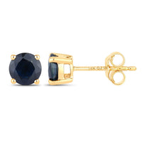 Diana M Jewels Women's Round Natural Blue Sapphire Stud Earrings (1.70 Ct) - Classic in 14k yellow gold - women's jewelry - detail view