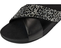 fitflop Women's Lulu Crystal Mix Metallic Cross Wedge Slides in all black - women's sandal - view 5