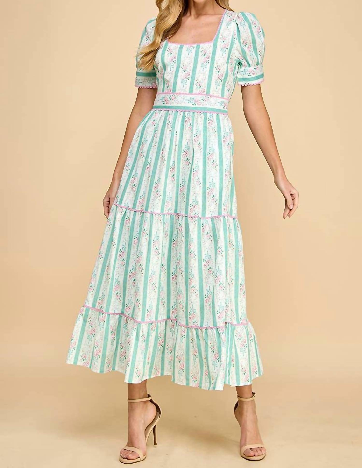 Tcec - Puff Sleeve Midi Dress