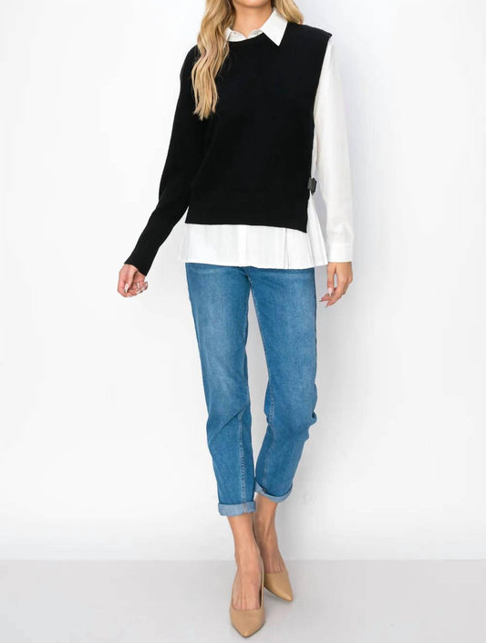Joh - Wyatt Cotton Pleated Shirt With Knitted Sweater