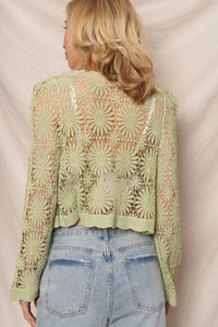 En Creme - Flower Pattern Crochet Cardigan