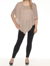 Joseph Ribkoff Metallic Sweater Knit Poncho Top in dune gold - women's sweater