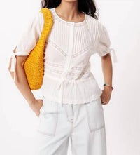 FRNCH Women's Anays Woven Blouse Top in cream - women's blouse - view 4