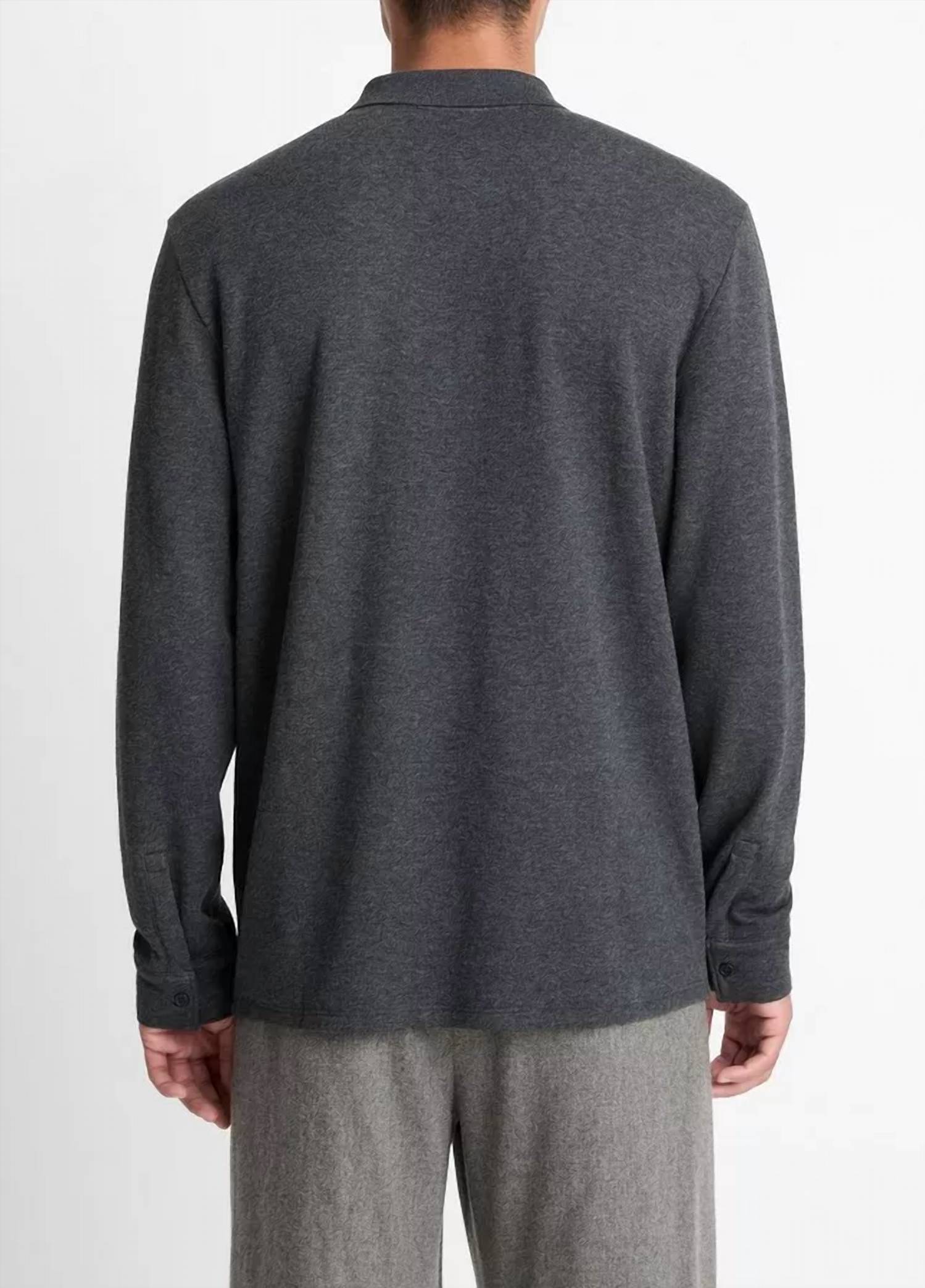 Vince - Heathered Double Face Long Sleeve Polo