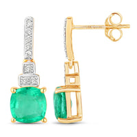 Diana M Jewels - Women's Cushion Natural Ethiopian Emerald Stud Earrings (2.72 Ct) - Signature