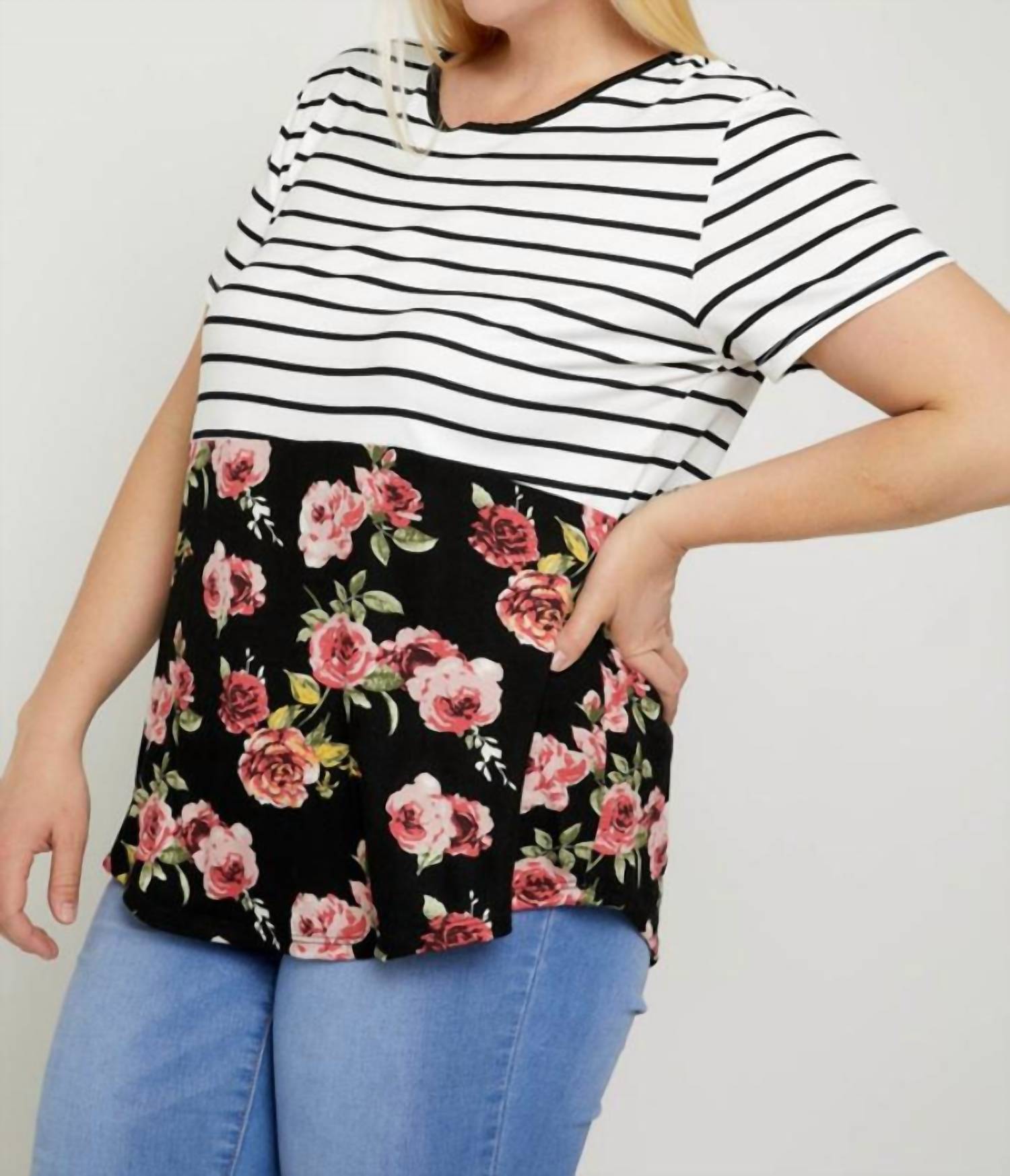 Poliana - Stripe & Floral Top