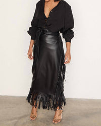 Never Fully Dressed - Vegan Leather Fringe Jaspre Skirt