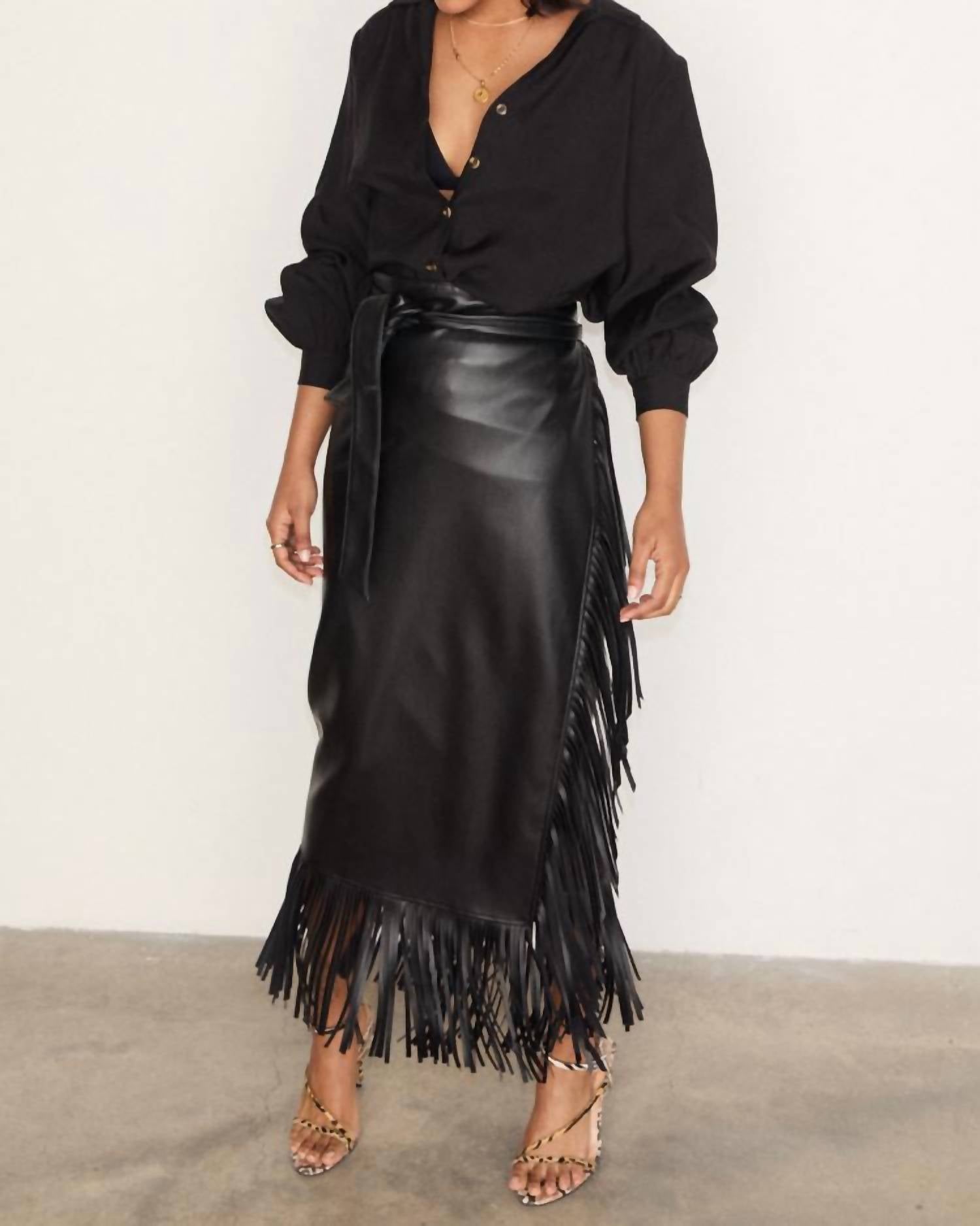 Never Fully Dressed - Vegan Leather Fringe Jaspre Skirt