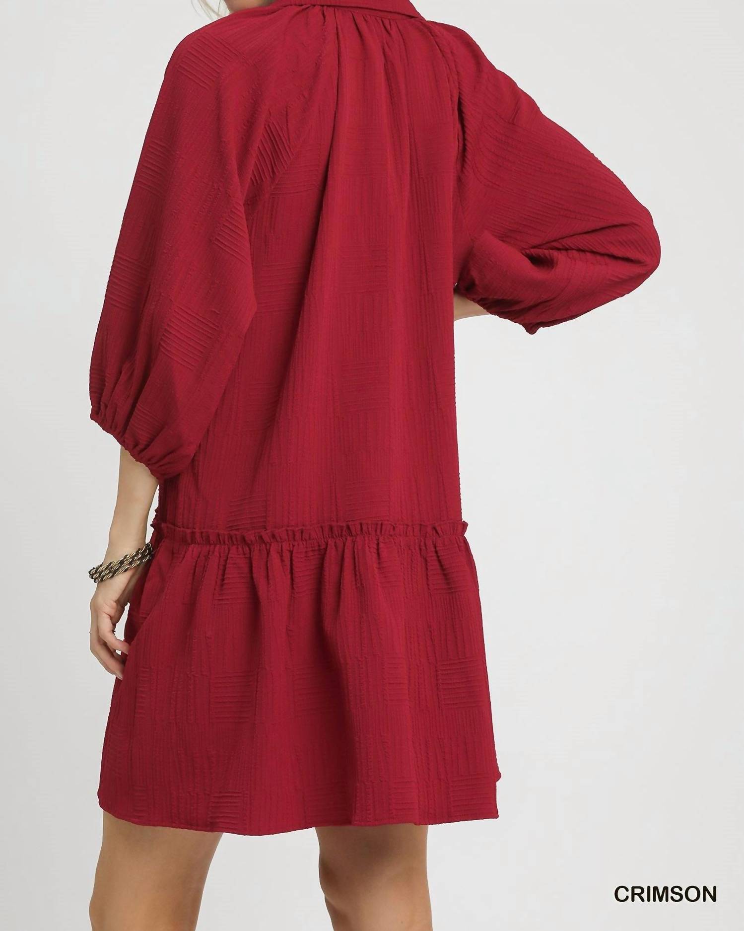 Umgee - V-neck Tiered Mini Dress
