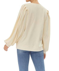 Jodifl - V-neck Mineral Washed Top With Pleated Sleeves