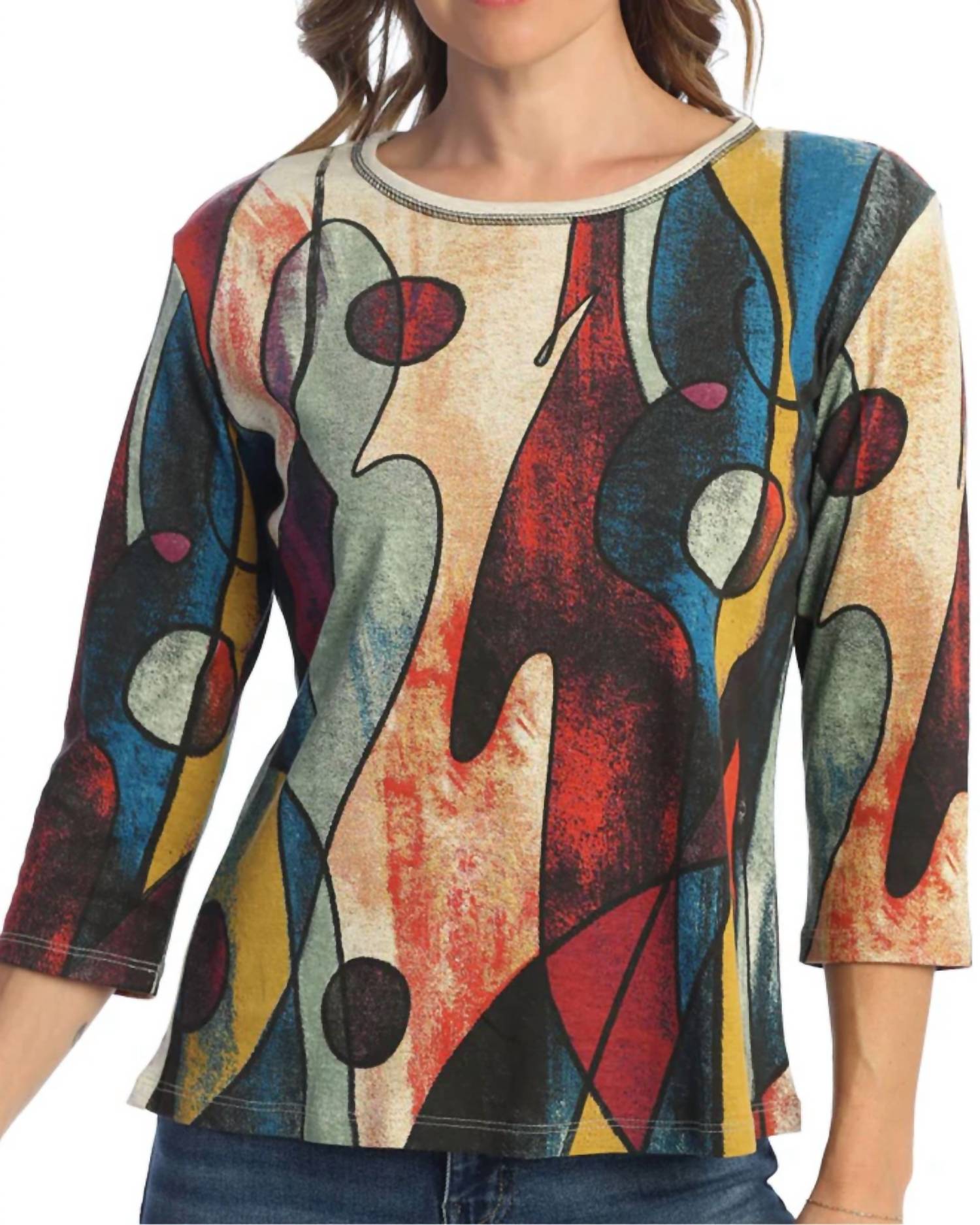 Jess & Jane - Tam Tam Printed Cotton Top - Plus