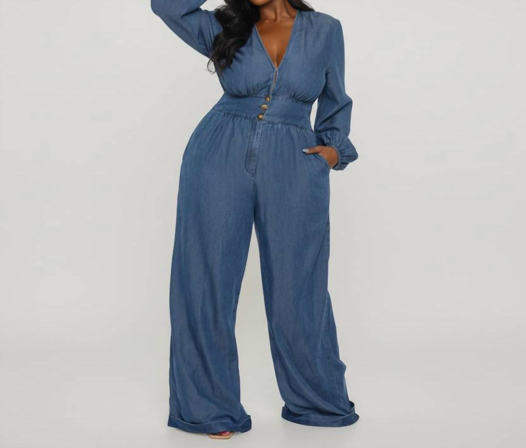 THE SANG Penelope Jumper in dark denim - women's pants - alternate view