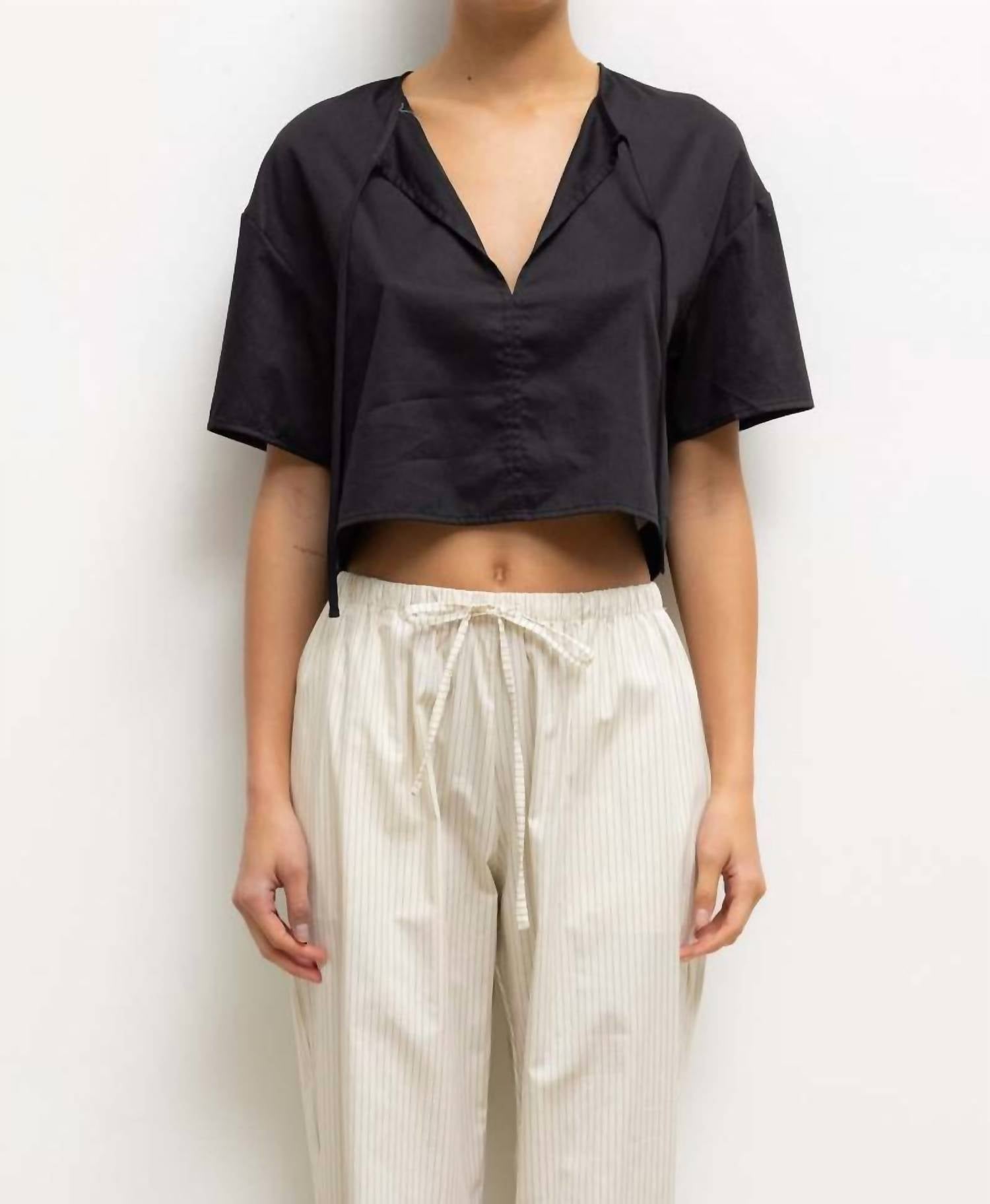 Leset - Yoko Short Sleeve Tie Top