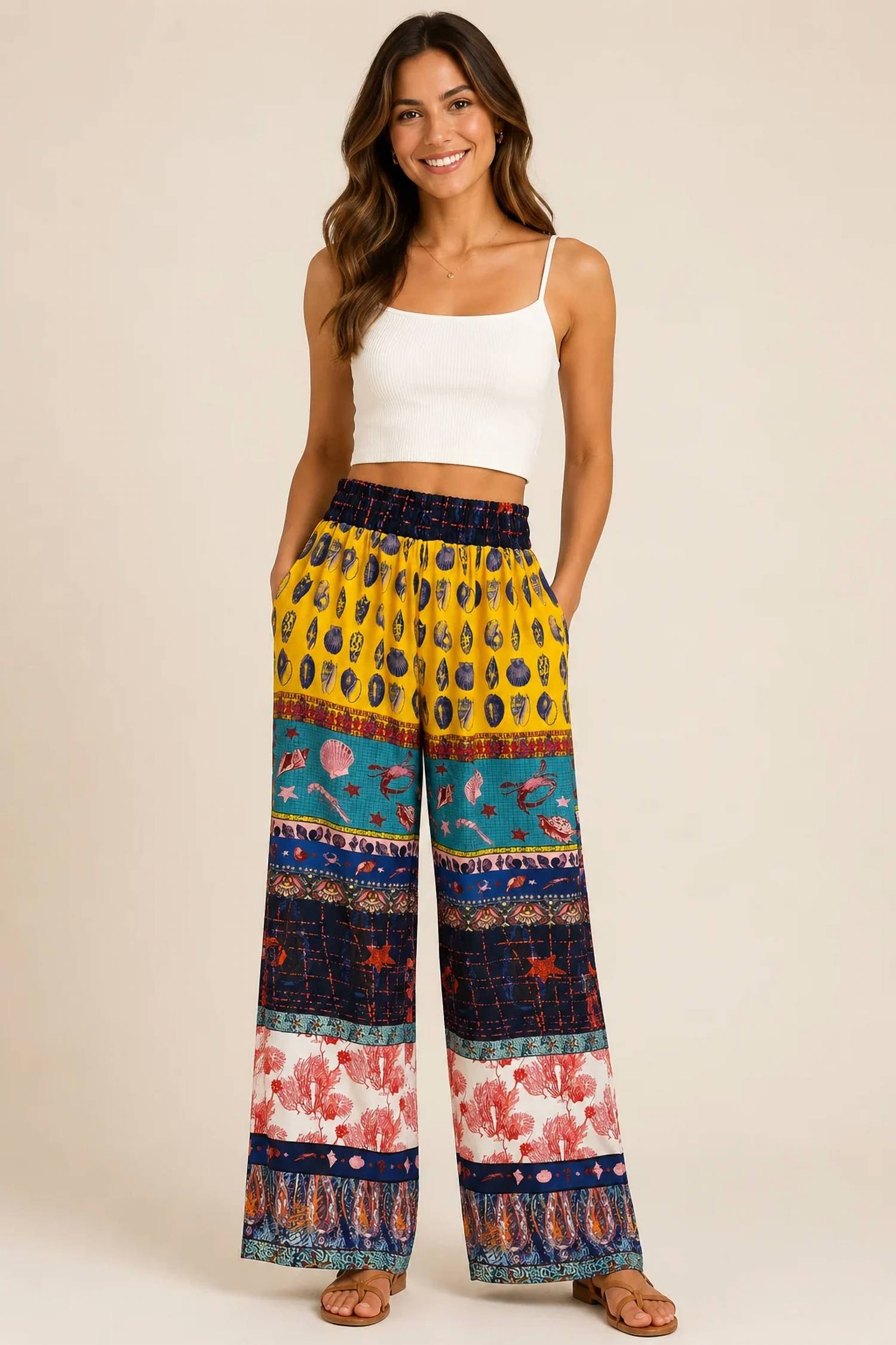 Isle Apparel - Seaside Patchwork Palazzo Pant