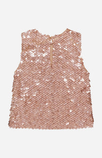TWP Women's Paillette Shell Top in nude - women's tank top - detail view