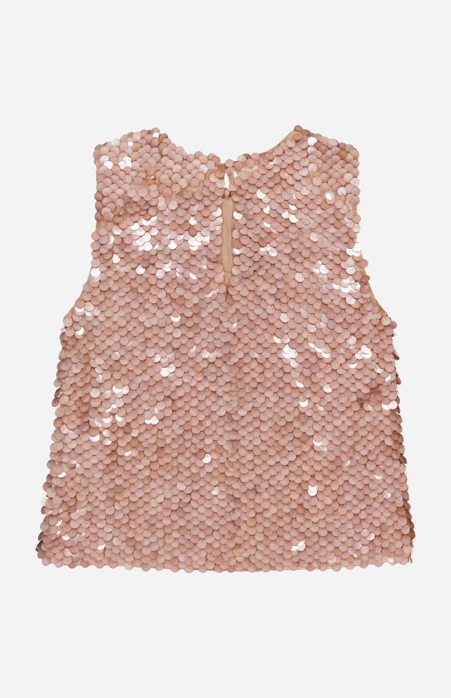 TWP Women's Paillette Shell Top in nude - women's tank top - detail view