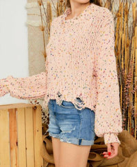 Adora - Sprinkle Cable Knit Distressed Sweater