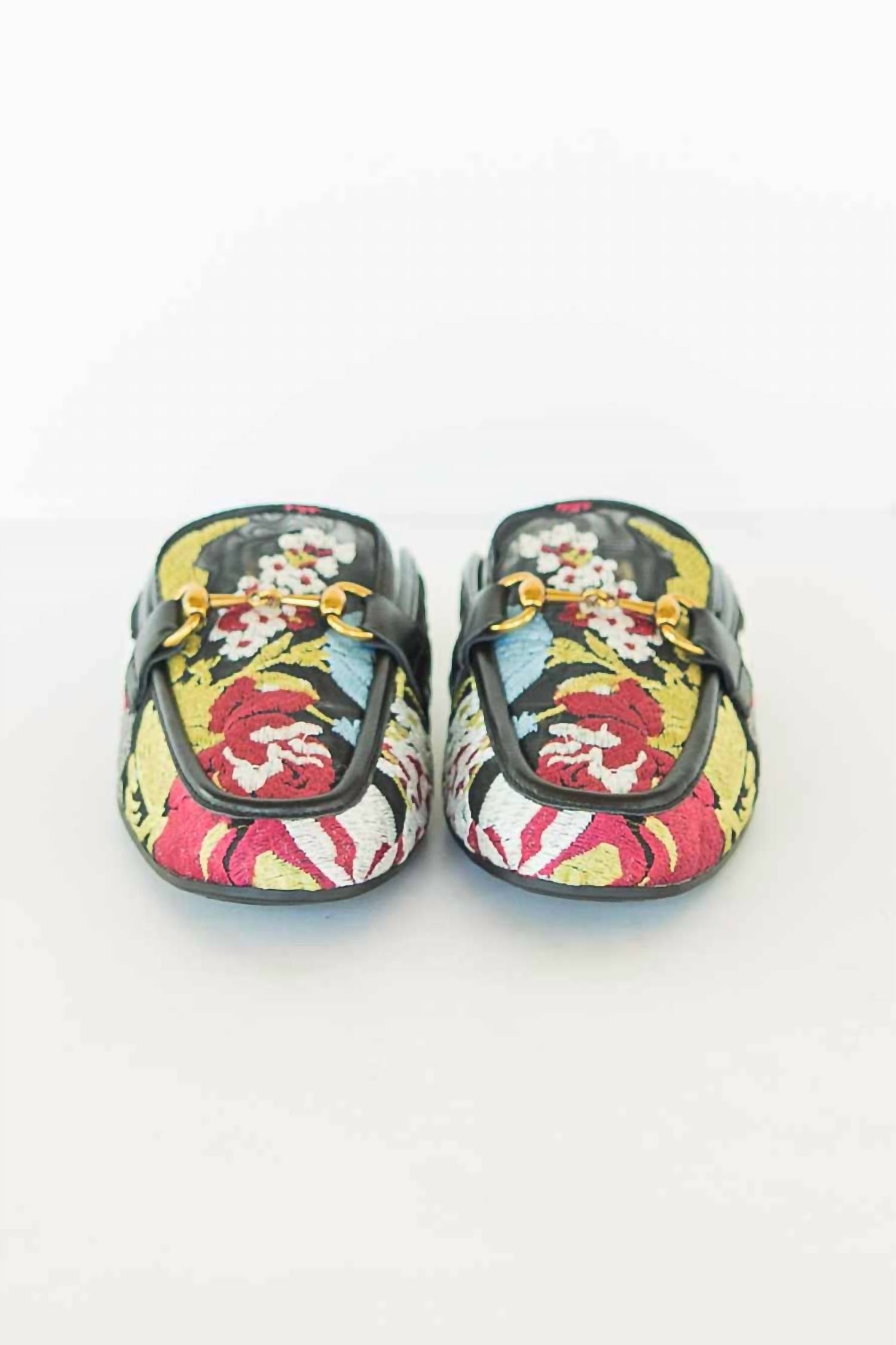 Mia Shoes Women's Bouquet Embroidered Slip On Mules in black - women's shoe - alternate view