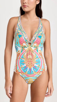 Camilla - Ring Detail Plunge One Piece