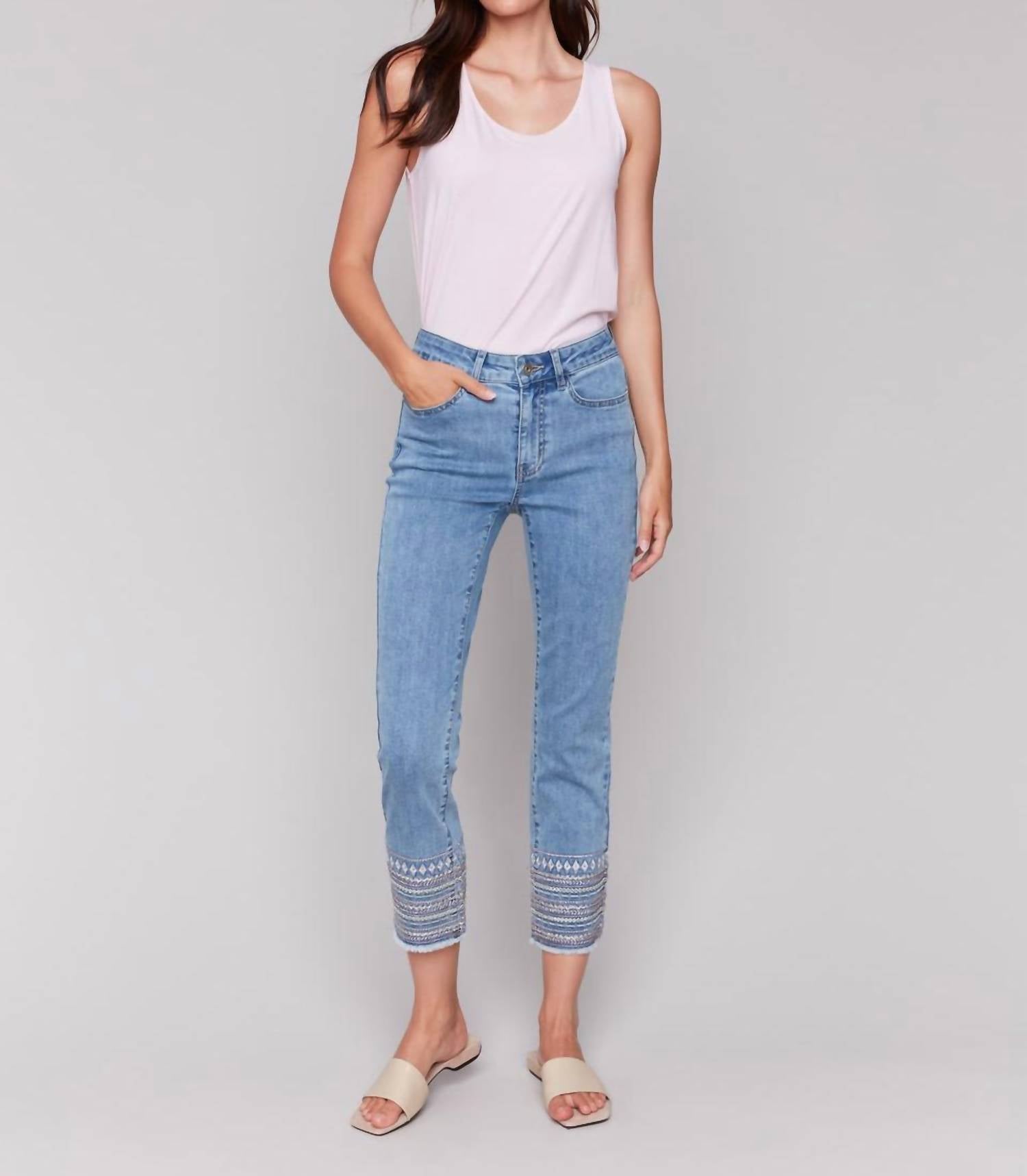 Charlie B - Embroidered Hem Jeans