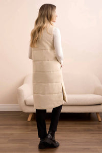 TRIBAL Denver Long Quilted Vest in beige - women's jacket - view 4