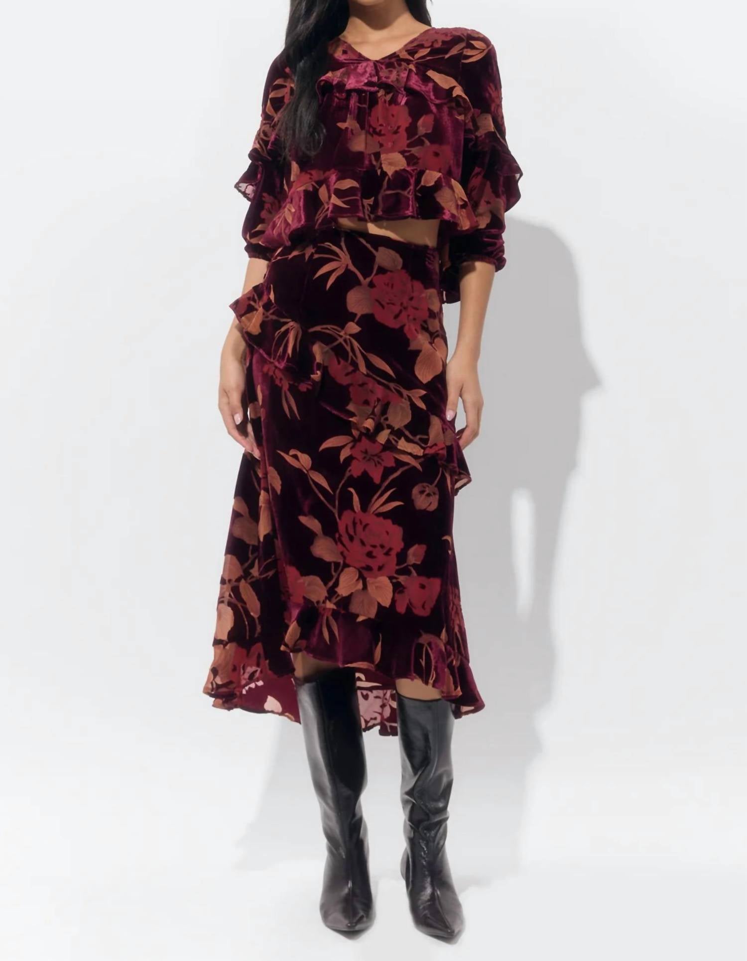 Adelyn Rae - Reese Flutter Sleeve Velvet Burnout Top