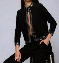 Minnie Rose - Three Quarter Sleeve Jacket With Rhinestone Trim