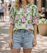 Entro - Floral Puff Sleeve Top