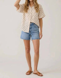 Doe And Rae - Polka Dot Bubble Sleeve Blouse