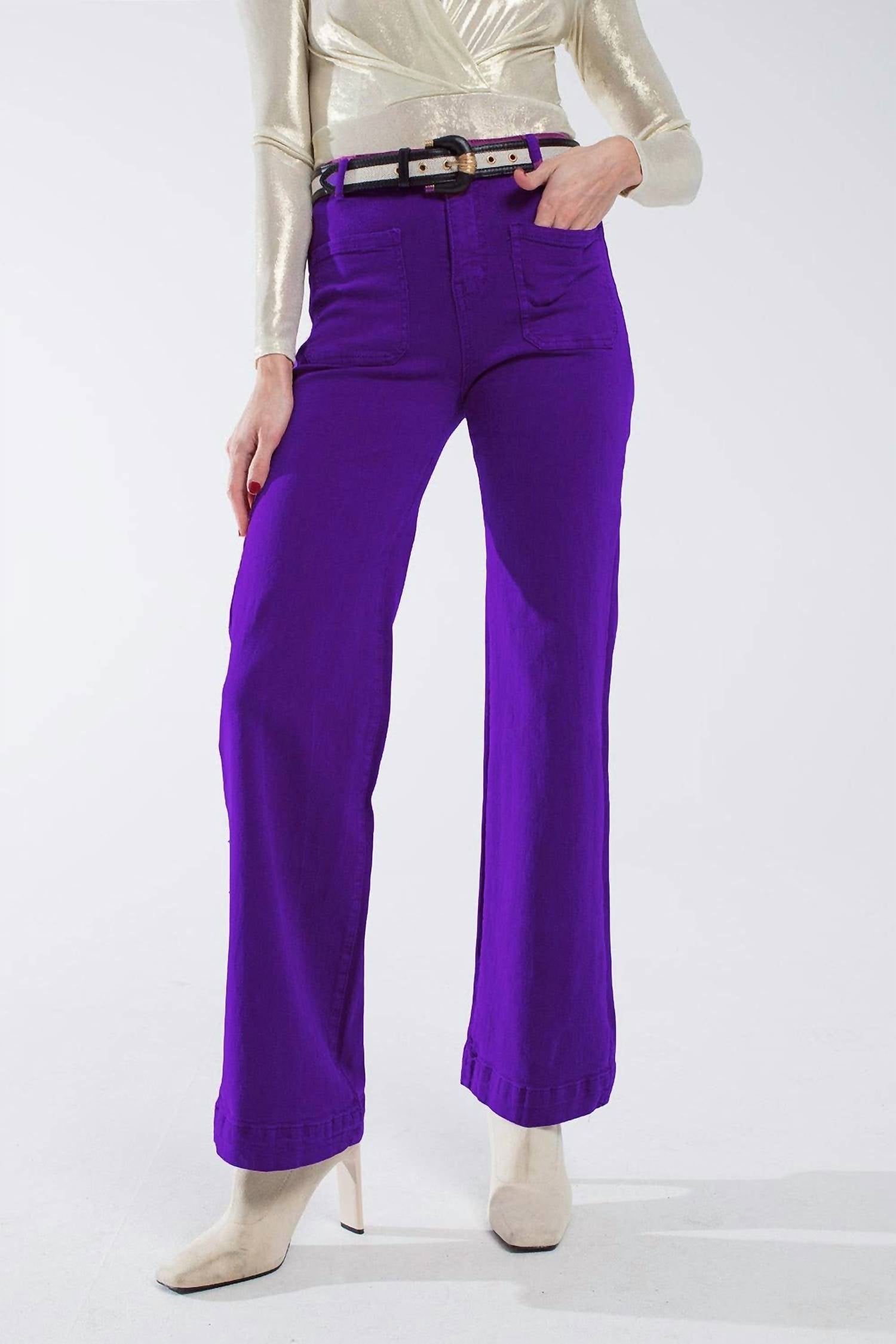 Q2 Women's Straight Leg Jeans in purple - women's jeans