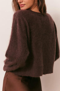 LoveShackFancy Bellman Pullover in cocoa - women's sweater - detail view