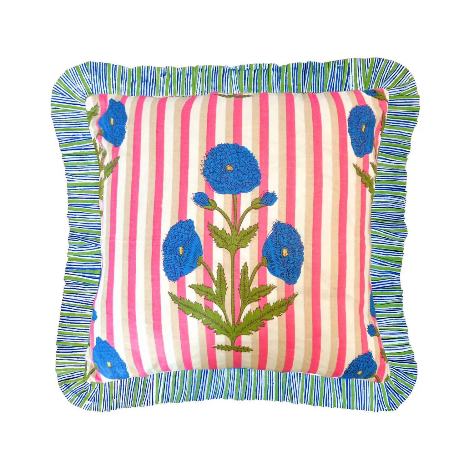 Laura Park - Marigold Stripes Block Print Throw Pillow