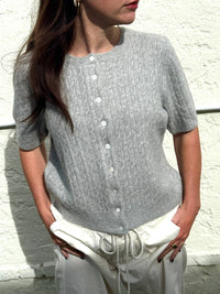 Things Between - Paisley Cable Knit Short Sleeve Top