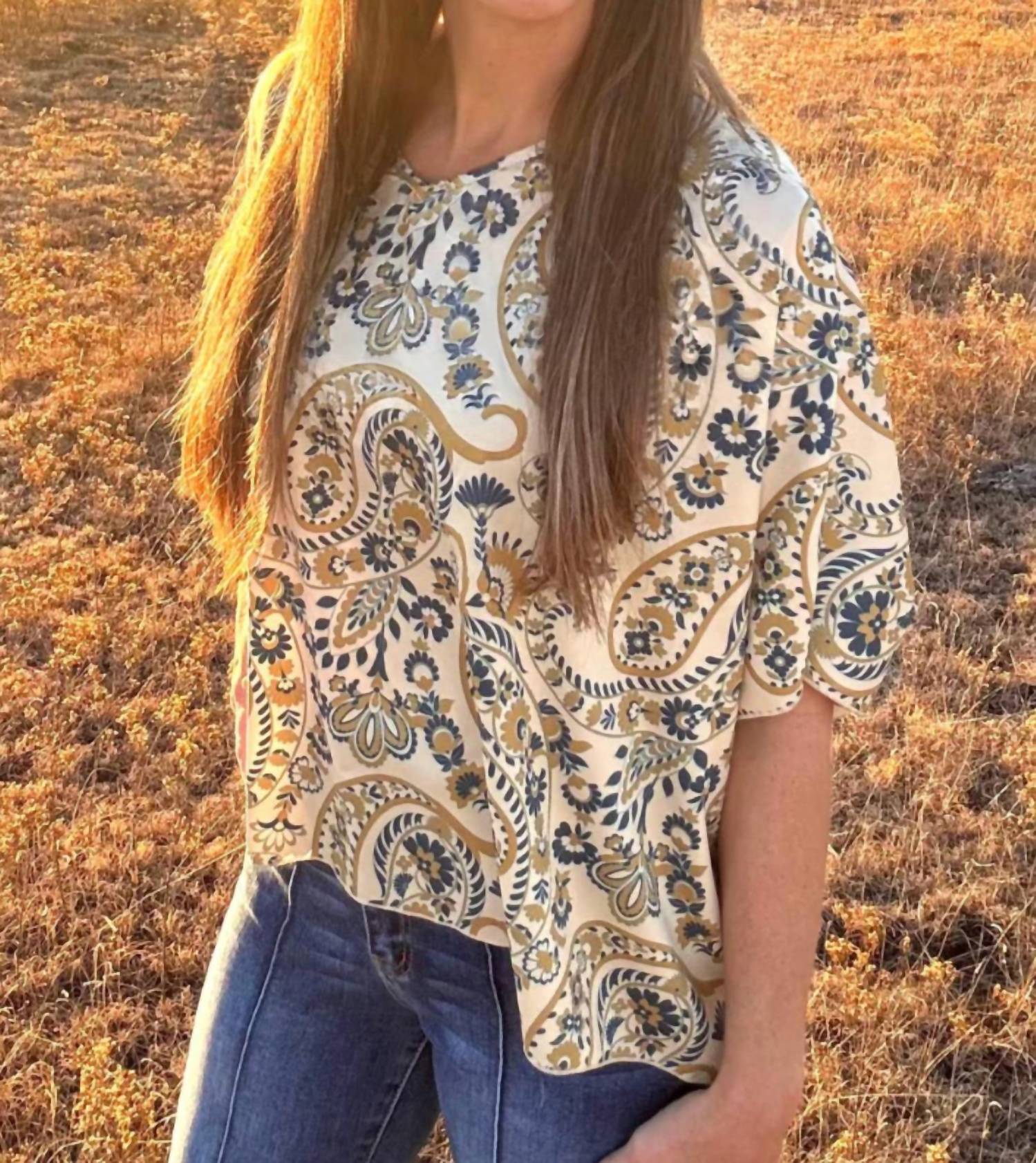 Sterling Kreek Cactus Kreek Top in cream - women's blouse - detail view
