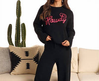 Panhandle Howdy Crewneck Sweater in black - women's sweater