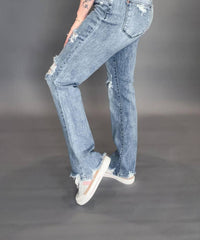 Judy Blue - Sandra Destroyed Mid Rise Straight Leg Jeans