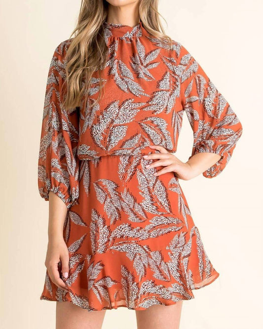 Thml - Amberliss Leaf Print High-Neck Dress