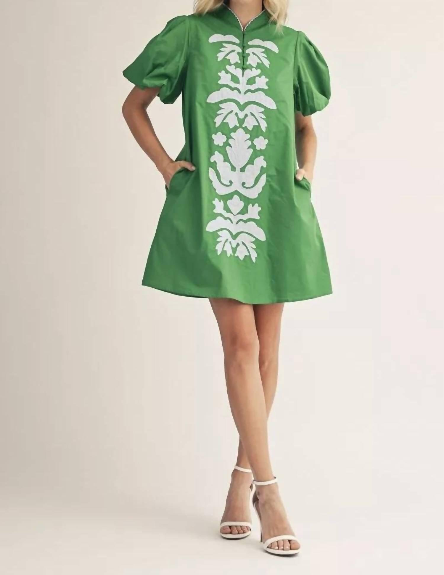 Jodifl - Emerald Isle Embroidered Shift Dress