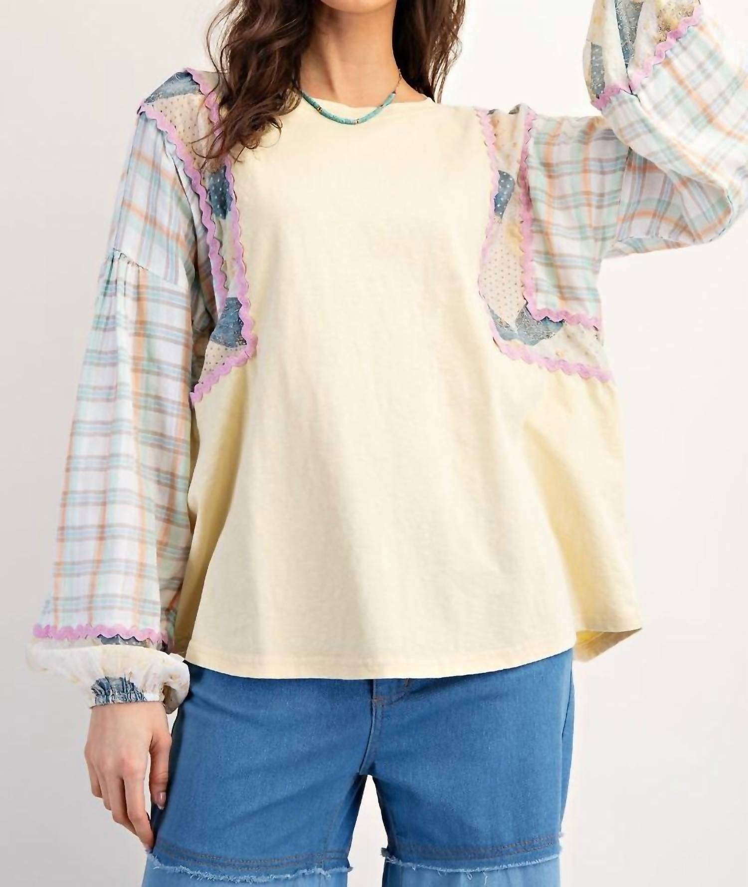 Easel - Dijon Mix Print Top