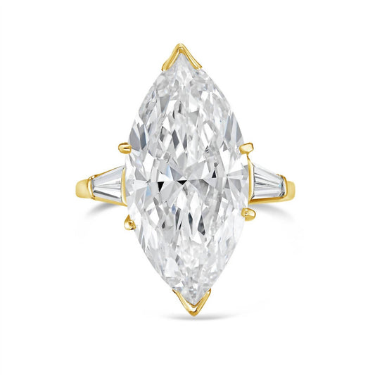 Diana M Jewels - Marquise Lab-grown Diamond Ring With 6.00 Ct Center And 0.70 Ct Baguette Side Stones
