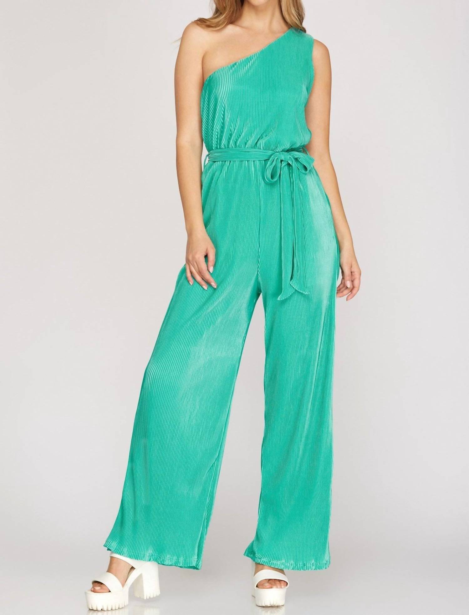 She + Sky - One Shoulder Jumpsuit