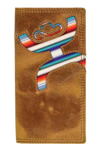 HOOEY Serape Logo Leather Wallet in tan multi - men's bag