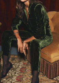 L'Agence Rebel Trouser in deep olive velvet - women's pants - view 4